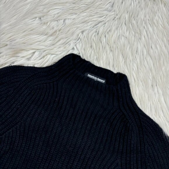 American Apparel Mock Neck Cropped Pullover Fisherman Sweater - Picture 2 of 6